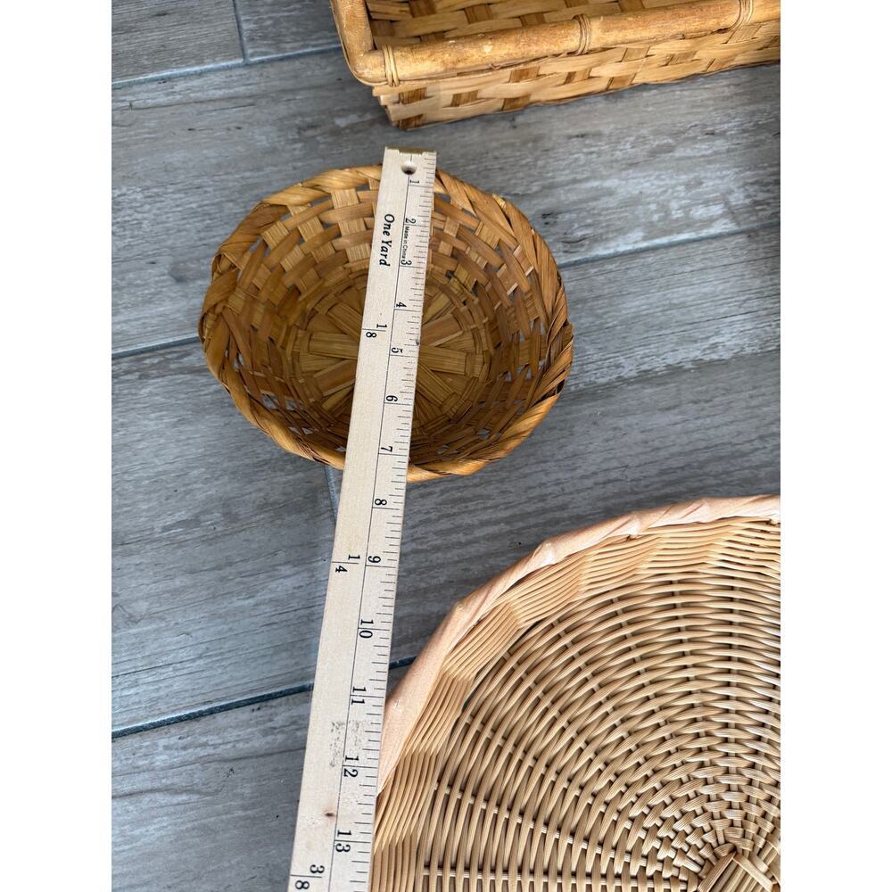 Vintage Woven Boho Wall Basket Set 5 Pcs - Picture 6 of 7